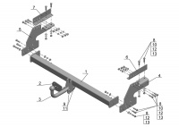 Фаркоп NS 22 для NISSAN NP 300 pick-up 2008-, Автос, нагрузка 2500/100 кг. БЕЗ подрезки бампера от магазина ФаркопРос